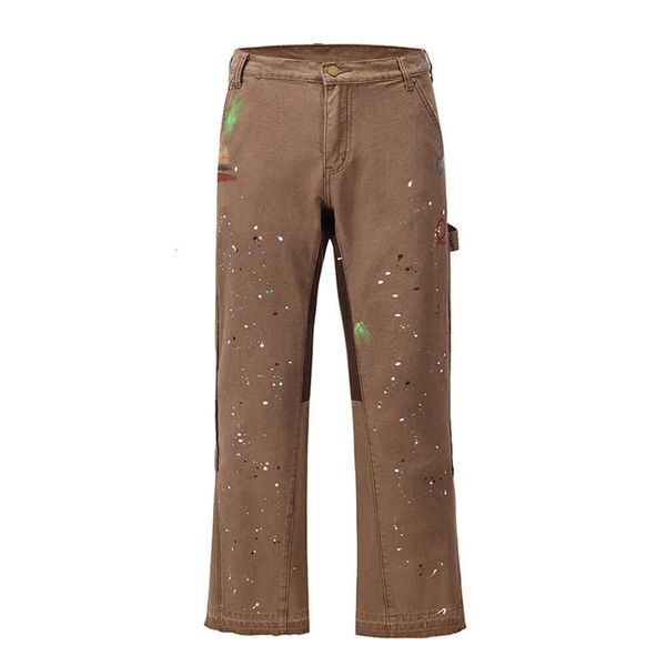

graffiti painted wide leg flare pants mens streetwear straight casual jeans haruku washed retro loose denim trousers, Black
