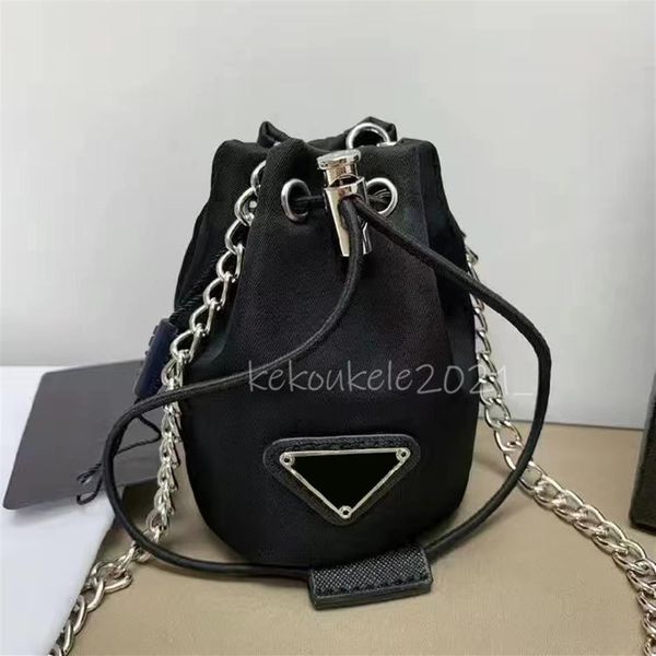 

kids bucket handbags with chain mini messenger bag oxford silver letter for children baby girl fashion purses clutch money bag who233a, Black