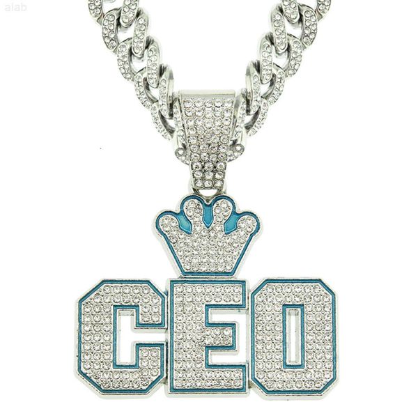 

custom design ice out ceo crown clasp pendant hip hop bling silver cuban pendant for rapper jewelry
