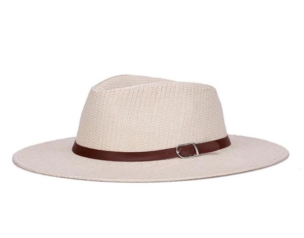 

2021 new panama hat summer sun hats for women man beach straw hat for men uv protection cap chapeau femme80826508968168, Blue;gray