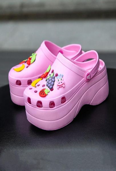 

pulomies summer women slippers platform clogs outdoor garden shoes female pool sandals bathroom flip flops mules beach slippers lj7642524, Black