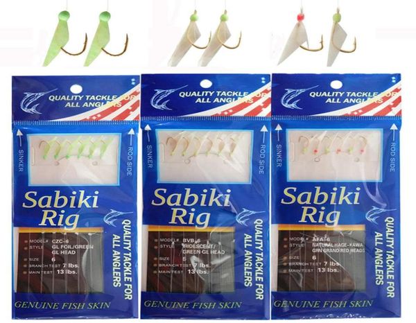 

30packslot sabiki rigs fishing string hook silicone soft lure souple skirt luminous bead artificial bait6191063