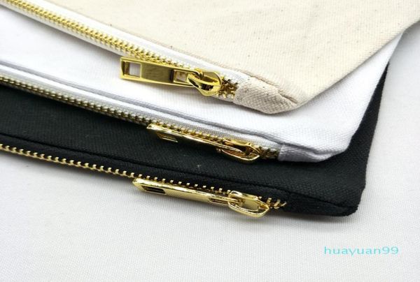 

new7x10in blank canvas makeup bag with matching color lining golden zip blackwhiteivory cosmetic bag toiletry bag stock availab7131943