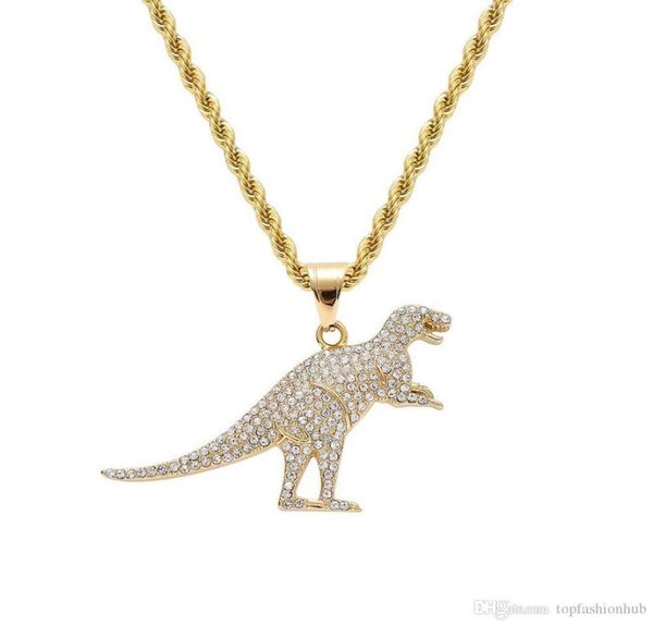 

stainless steel pendant necklace dinosaur pendant necklace hip hop pendant necklace golden dinosaur animal pendants necklaces283n1784094, Silver