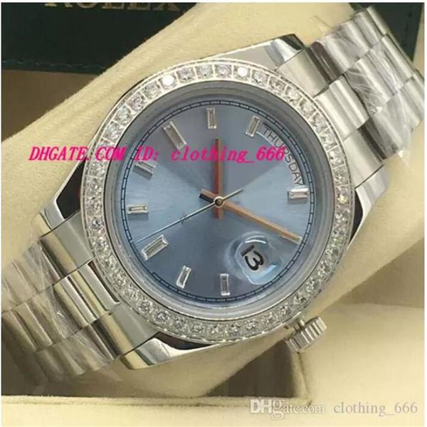 

luxury watch 4 style diamond bezel 18k white gold diamond dial 41mm automatic mechanical movement fashion brand men's watchs 2701, Slivery;brown