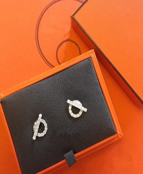 

2022 quality luxury women studs fashion h letter enamel temperament simple daily allmatch brand earrings silver color wedding jew9224667, Golden;silver