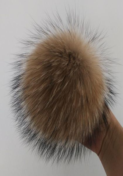 

15cm diy genuine real raccoon fur pompom fur pom poms for women kids beanie hats big size natural ball for shoes caps bag8409136, Silver
