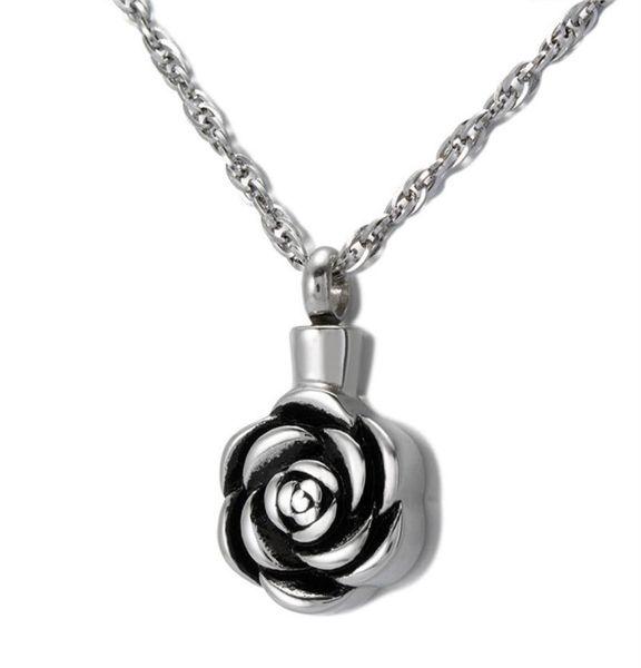 

cremation jewelry rose urn necklace for ashes keepsake memorial pendant locket stainless steel waterproof remembrance necklace24785455070, Silver