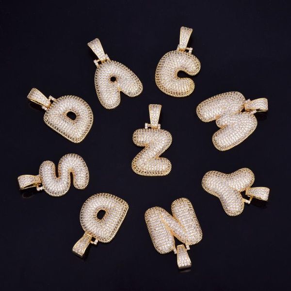 

a-z custom name bubble letters necklaces & pendant bling cubic zircon hip hop jewelry 2 colors with cuban chain s255d, Silver