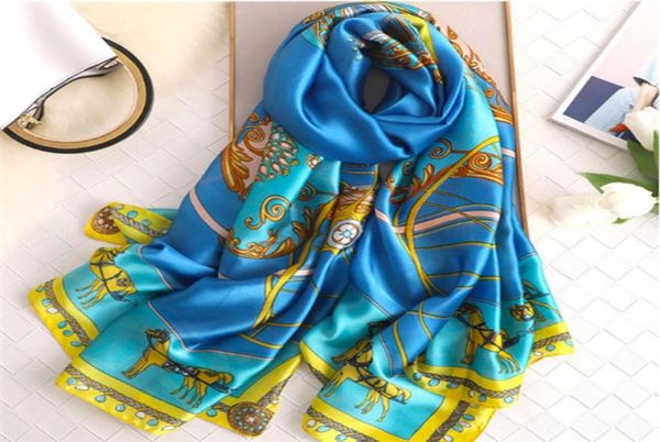 

new vintage silk scarves women all match silk summer sun beach towel oversized air conditioning shawl7987732, Blue;gray