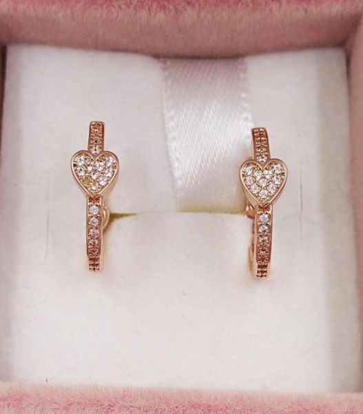 

studs alluring hearts hoop earrings authentic 925 sterling silver fits european style studs jewelry andy jewel 287290cz3710430, Golden;silver