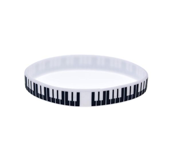 

100pcs piano key silicone rubber bracelet great to used in any benefits gift for music fans3082789, Black