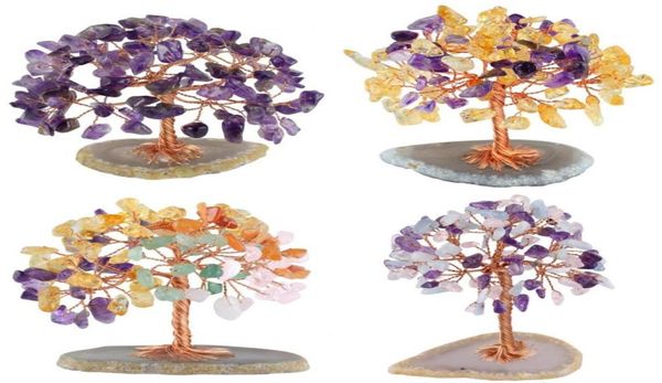

tumbeelluwa healing crystal money tree with agate slices base bonsai home office decoration for wealth and luck4466104, Pink;blue