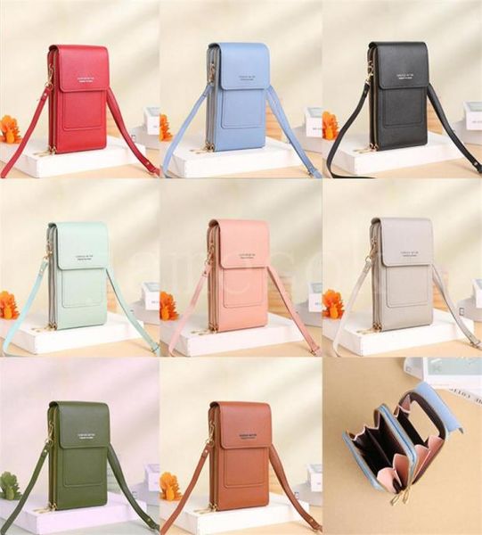 

touch screen cell phone bag female messenger bags handbags girl purse clutch vertical zipper wallet mini shoulder bag de5107743882, Red;black