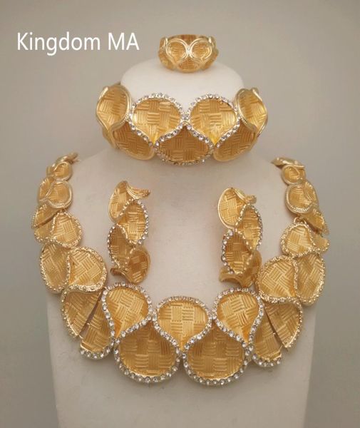 

kingdom ma dubai gold color sets nigerian wedding african crystal necklace bracelet earring ring big jewelry set c190415017732995, Silver