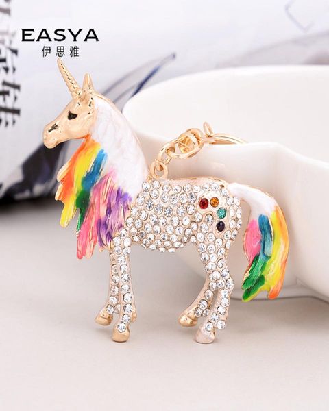 

unicorn keychain bag rhinestone pendant fashion accessories alloy keyring creative charms unicorn key chains1389467, Silver