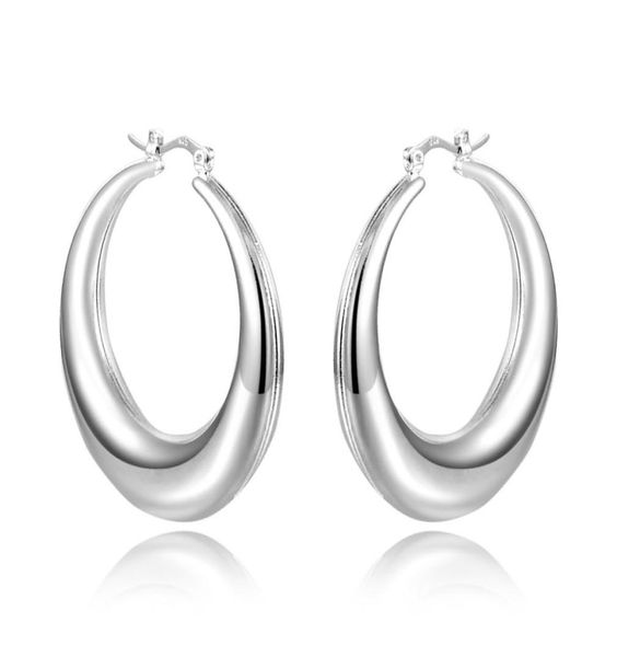 

925 sterling silver hollow oval hoop earrings small012345593798, Golden;silver