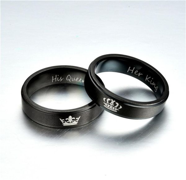 

her king his queen band ring letter stainless steel crown rings couple l women mens fashion jewelry8919850, Silver