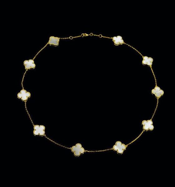 

new four leaf clover flower jewelry for women short choker necklace black green red mother shell pearl collares drop stain4511198, Silver