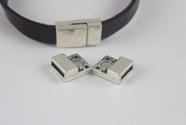 

5 sets 10mm flat antique silver magnetic clasp for flat leather bracelet jewelry accessories8663562