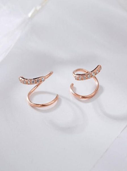 

100 real 925 sterling silver spiral stud earrings for women korea rose gold geometric ear jewelry christmas gifts yme5925758121, Golden;silver