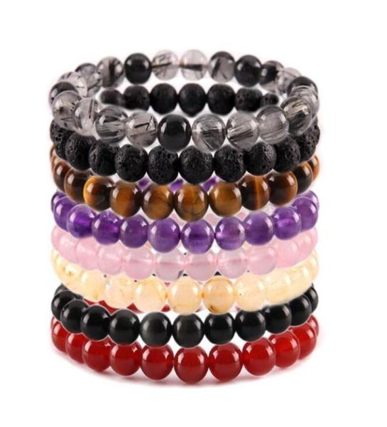 

jln beaded stone bracelets quartz amethyst tiger eye lapis power beads gems stretched rope bracelet for men women jewelry34181979795748, Black