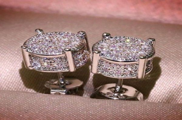 

exquisite cubic zirconia stud earrings for men women gold silver crystal screw back studs earring wedding jewelry gift7203399, Golden;silver