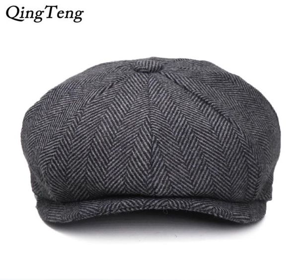 

peaky blinders men berets hat autumn new vintage herringbone octagon cap women039s casual pumpkin hat gatsby flat beret hats y24369502, Blue;gray