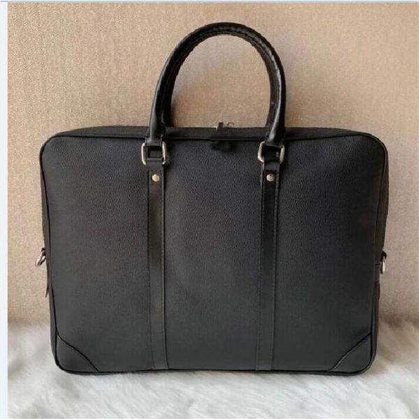 

men designer shoulder briefcase black brown leather handbag business mens lapbag messenger bag 53361250d