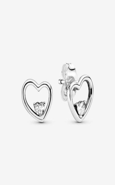 

authentic 100 925 sterling silver asymmetrical heart stud earrings fashion wedding jewelry accessories for women gift28000426651158, Golden;silver