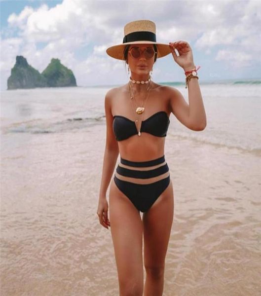 

fashion women039s twopiece high waist bikini set swimwear swimsuit ladies beachwear bathing suit onepiece suits4429408