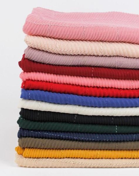 

new style pleated cotton and linen decorative scarf for ladies malaysia hijab monochrome crimped shawl scarf13124109, Blue;gray