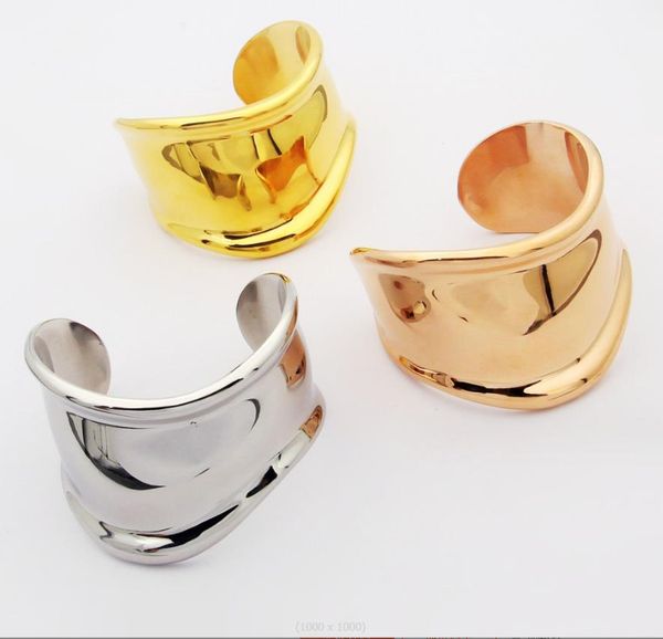

tennis new t-letter irregular wide face open bracelet women's smooth bracelet, Golden;silver