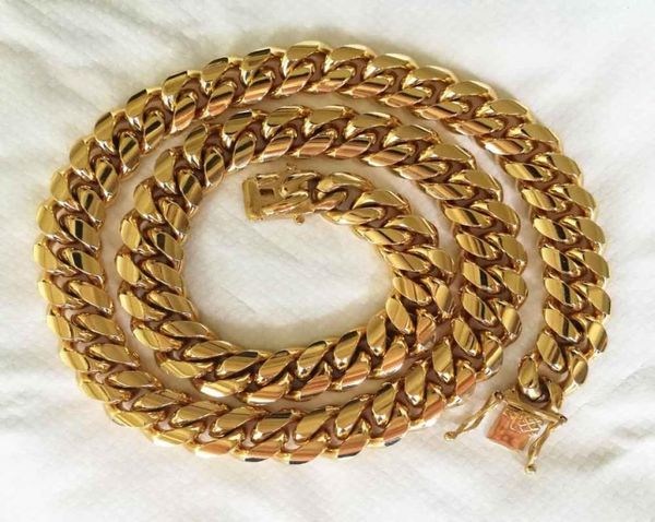 

new arrive 8mm10mm12mm14mm stainless steel curb cuban chain necklace boys mens fashion chain dragon clasp gold rosegold jewelry4927471, Silver