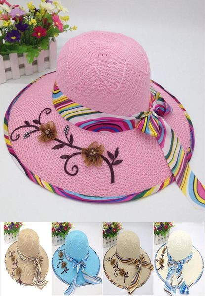 

simple foldable wide brim floppy girls straw hat sun hat beach women summer hats uv protect travel caps lady cap de6128687773, Blue;gray