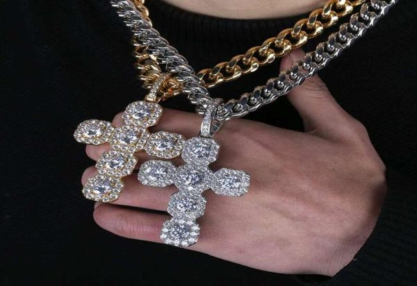

hip hop big diamonds pendant necklaces for men women luxury christianity pendants 18k gold plated copper zircons cuban chain necklace3952480, Silver