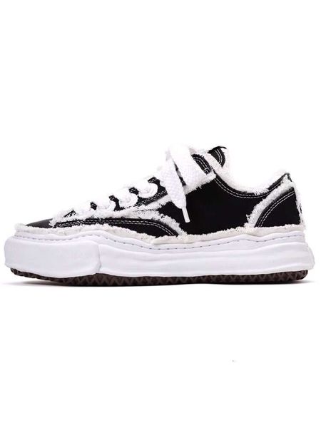 

mmy shoes thick bottom canva shoes maison mihara yasuhiro men sneakers lace-up yasuhiro men's casual shoes women's outdoor jogging, Black