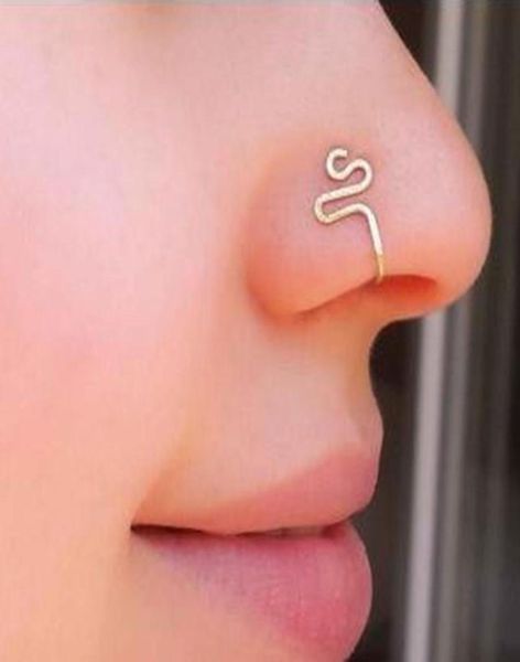 

original copper wire spiral fake piercing nose ring 2021 punk gold silver color clip nose ring also can be ear clip cuff bijoux3645790