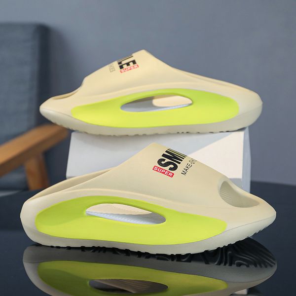 

slippers spring/summer outdoor eva couple slippers men's sandals women's slippers step on poo sense flip-flops beach shoes home no, Black