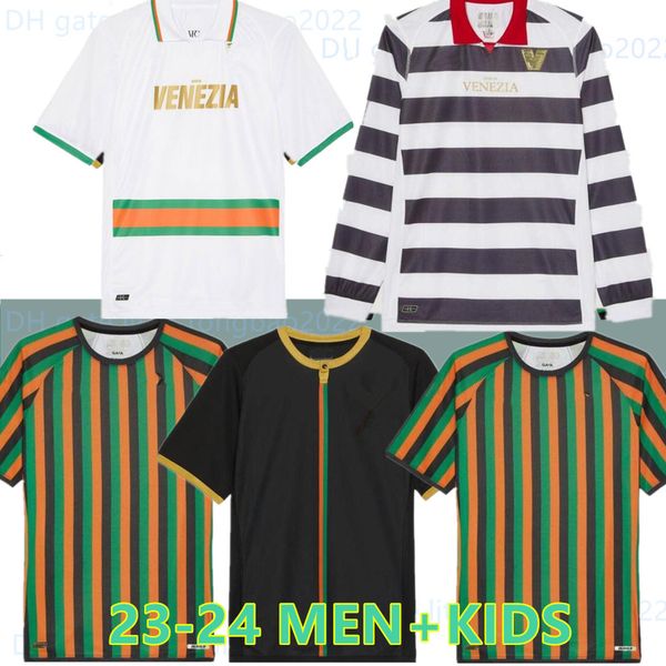 

21 22 23 24 venezia fc soccer jerseys home black away white third blue 4th red 10# aramu 11# forte venice 2023 2024 busio 27# football shirt, Black;yellow