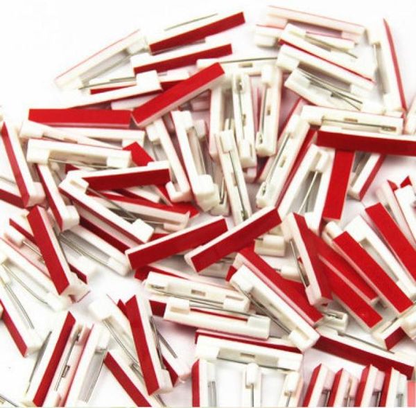 

500 pcs lot safety bar pin plastic pin plastic safety pin back with adhesive 9118539, Silver