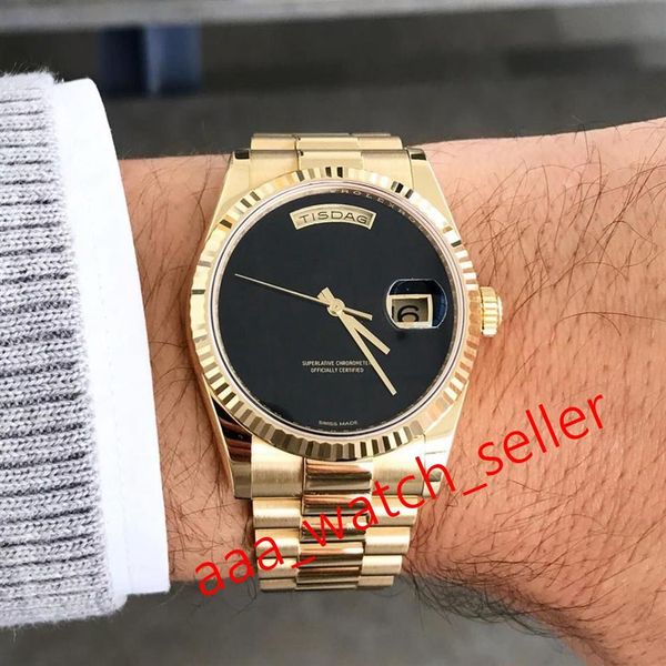 

master luxury mens watch 40mm day-date 228239 228238 all black dial fluted bezel president bracelet menchanical autom2936, Slivery;brown