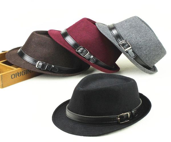

winter wool fedora jazz hat with leather belt wide brim panama cap solid women protection sun hats3765709, Blue;gray