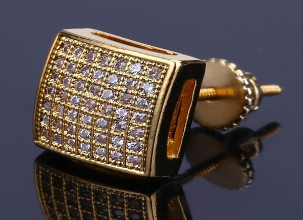 

luxury earrings jewelry for men women fashion high grade 18k gold plated square stud earrings glarrings zircon hip hop earring9687253, Golden;silver