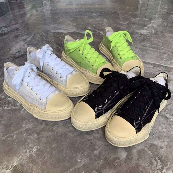 

designer maison mihara yasuhiro mmy dissolving casual shoes og canvas low cut mens platform womens white black grey miharayasuhiro toe cap s