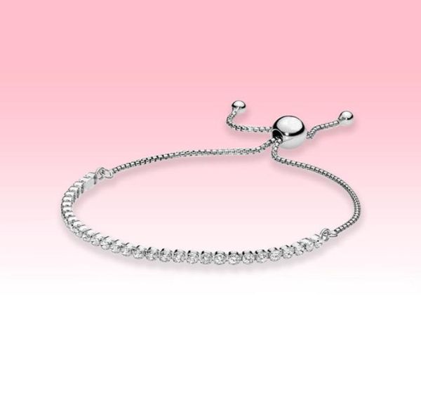

sparkling slider tennis bracelet women wedding jewelry for pandroa real 925 sterling silver cz diamond bracelets with original box6958112, Golden;silver