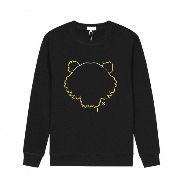 

women kenzos hoodie tiger head advanced designer fashion men embroidery round neck pullover autumn winter loose high street classic euuo b0, Black