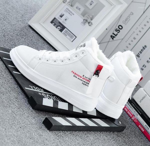 

fashion women039s shoes winter plus velvet cotton casual wild flat short boots highsneakers white women3118772, Black