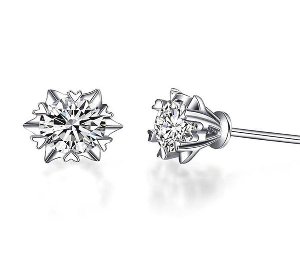 

df color moissanite earring 9k14k18k gold inlay rmantic snowflake design forever brilliant stud with a certificate1081126, Golden;silver