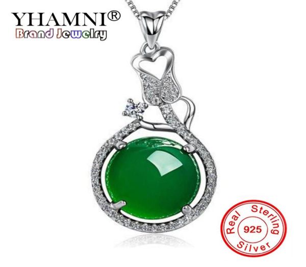 

yhamni fashion real 925 sterling silver jewelry natural gem crystal malay green pendants necklaces charms jewelry gift d3608665141